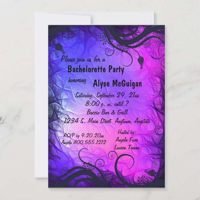 Pink And Purple Bachelorette Party Invitation (Front)