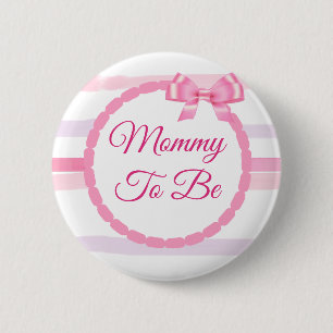 Pink and Purple Bow Mommy to be Baby Shower 2 Inch Round Button