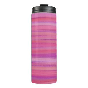 Pink and Purple Brushstrokes Striped Thermal Tumbler