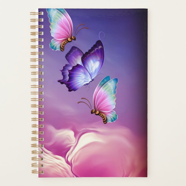 Pink and purple butterflies small planner (Front)