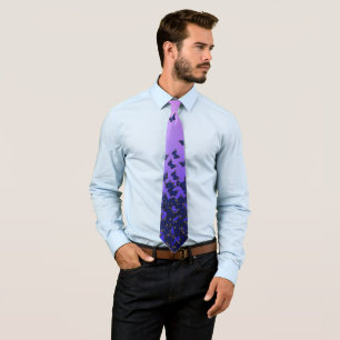 Pink and purple butterflies theme, insects pattern tie