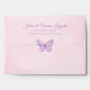 Pink and Purple Butterfly Baby Shower Birthday Envelope