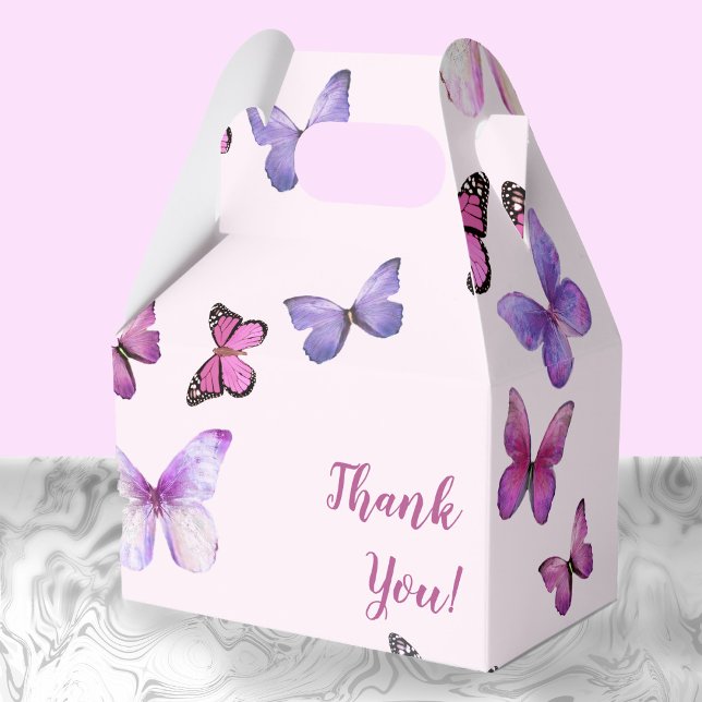 Pink and Purple Butterfly Baby Shower Thank You Favor Box (Creator Uploaded)