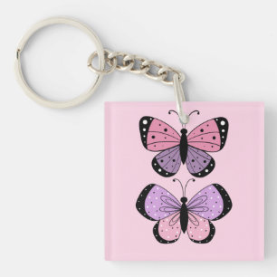 Pink and Purple Butterfly Keychain