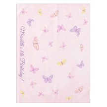 Pink and Purple Butterfly Party Table Cloth