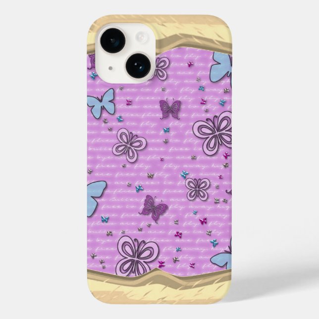 Pink And Purple Butterfly Pattern Case-Mate iPhone Case (Back)