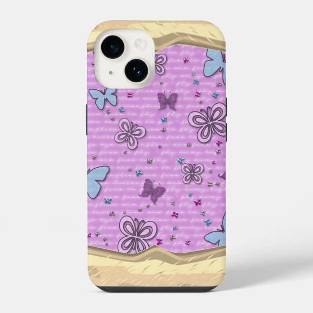 Pink And Purple Butterfly Pattern iPhone Case (Back)