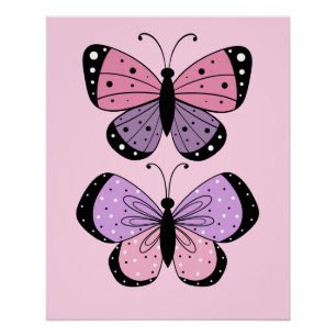 Pink and Purple Butterfly  Poster