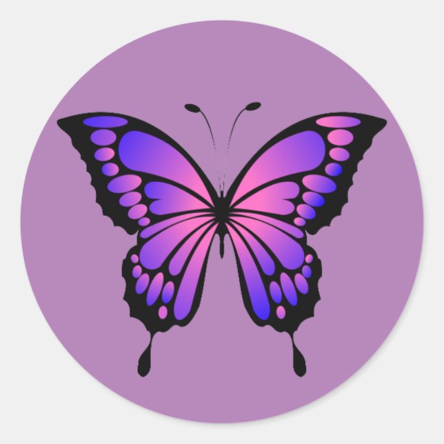 Pink and Purple Butterfly Sticker (Front)