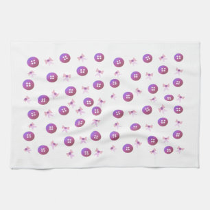 Pink and Purple Buttons and Bows Kitchen Towel