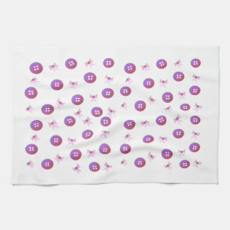 Pink and Purple Buttons and Bows Kitchen Towel