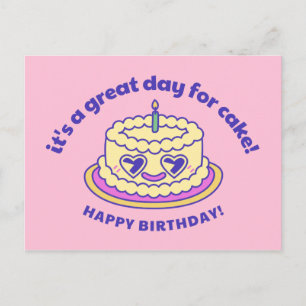 Pink and Purple Cake Classy & Refined Curved Text Postcard