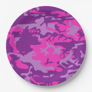 Pink and Purple Camo Paper Plate