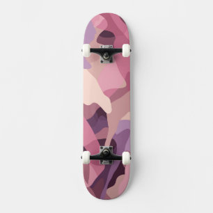 Pink and purple camouflage pattern skateboard