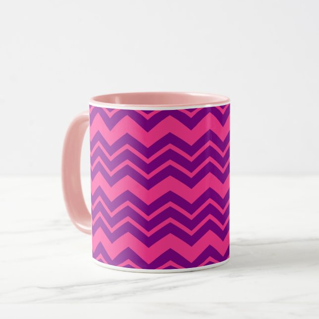 Pink and Purple Chevron Pattern Design  Mug (Front Left)