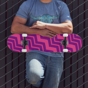 Pink and Purple Chevron Pattern Design Skateboard