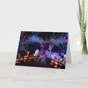 Pink And Purple Christmas Decorations Outdoors Holiday Card