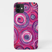 Pink and Purple Circles and Swirls Original Art