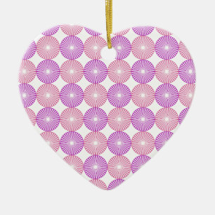 Pink and purple circles pattern ceramic ornament