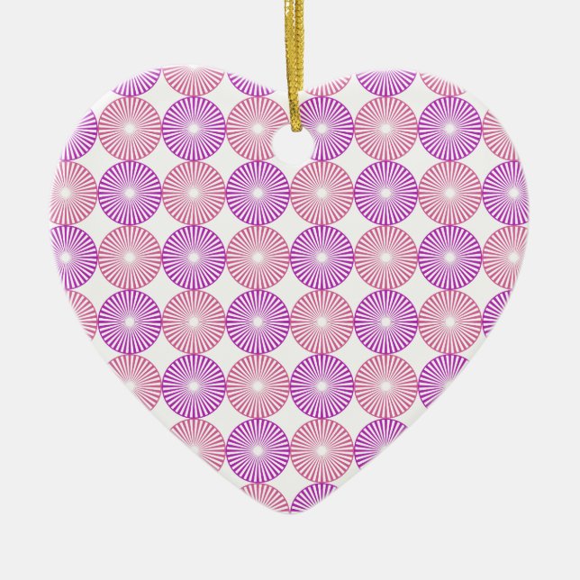 Pink and purple circles pattern ceramic ornament (Front)