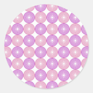 Pink and purple circles pattern classic round sticker
