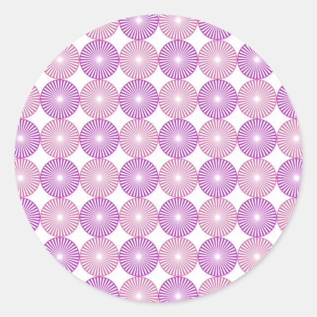 Pink and purple circles pattern classic round sticker (Front)