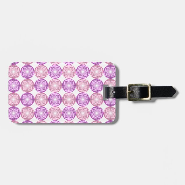 Pink and purple circles pattern luggage tag (Front Horizontal)
