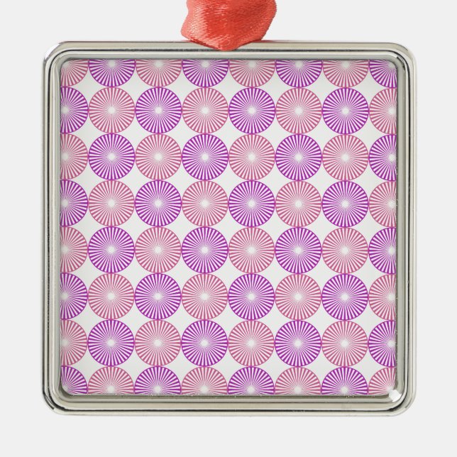 Pink and purple circles pattern metal ornament (Front)