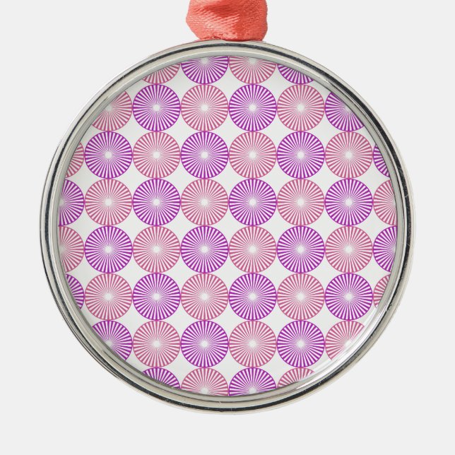 Pink and purple circles pattern metal ornament (Front)