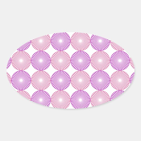 Pink and purple circles pattern oval sticker