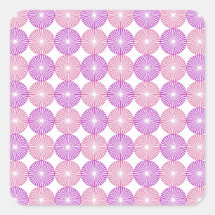 Pink and purple circles pattern square sticker
