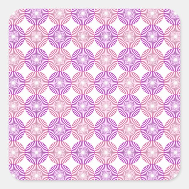 Pink and purple circles pattern square sticker (Front)