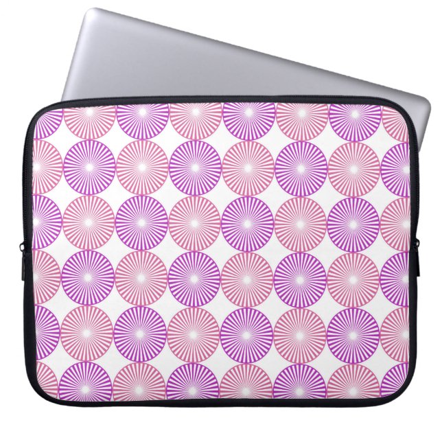 Pink and purple circular pattern laptop sleeve (Front)