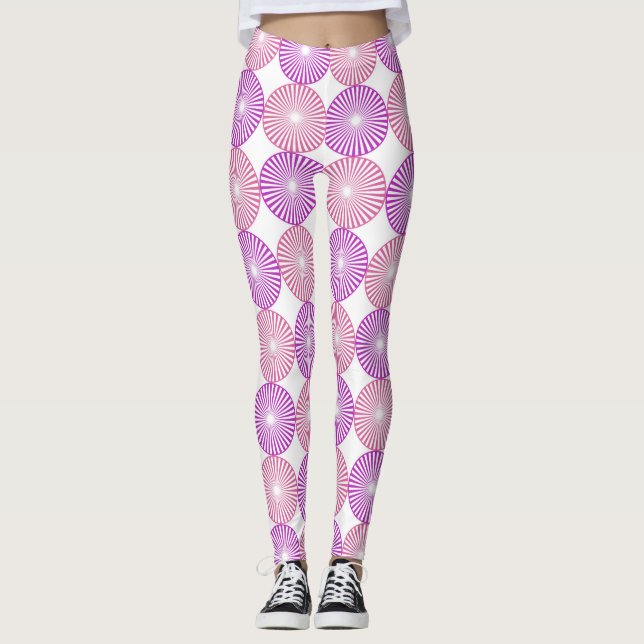 Pink and purple circular pattern leggings (Front)