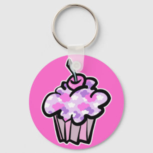 pink and purple clouds cupcake keychain