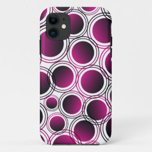 Pink and Purple Concentric Circle Modern Abstract iPhone 11 Case