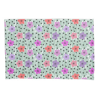 Pink and purple daisy floral print pillowcase