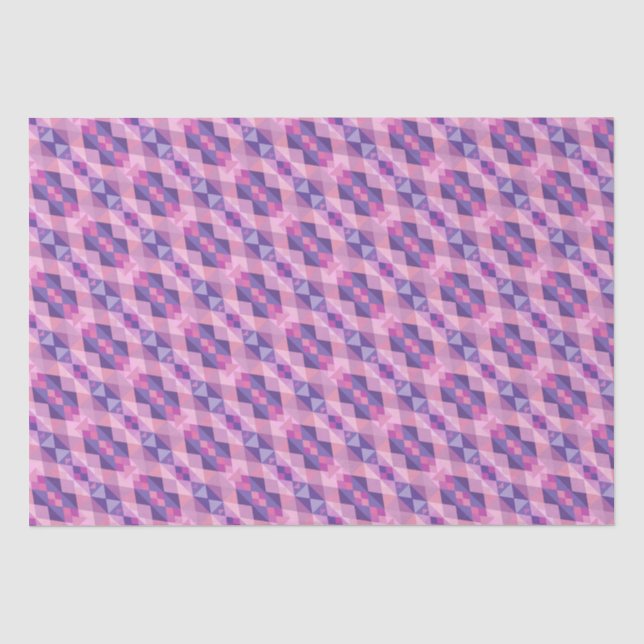  Pink and purple diamond Geometric shapes pattern Tissue Paper (Front)