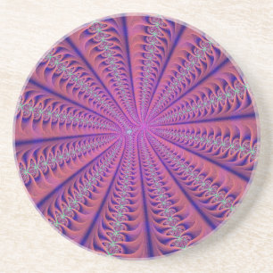 Pink and Purple Digital Flower Coaster