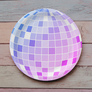 Pink and Purple Disco Ball Birthday Party Paper Plate