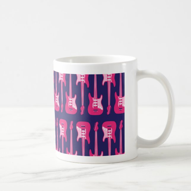 Pink and Purple Electric Guitars Punk Rock Coffee Mug (Right)