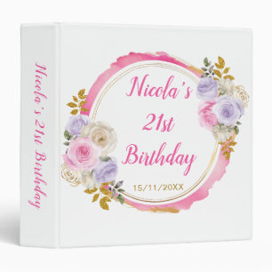 Pink and Purple Elegant Flowers Birthday Photo Binder