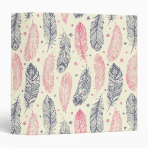 Pink And Purple Ethnic Feather Pattern Binder