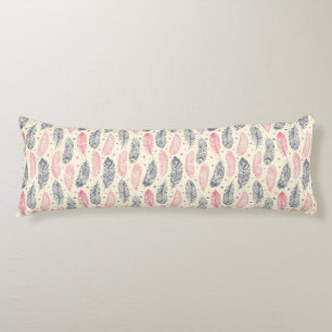 Pink And Purple Ethnic Feather Pattern Body Pillow