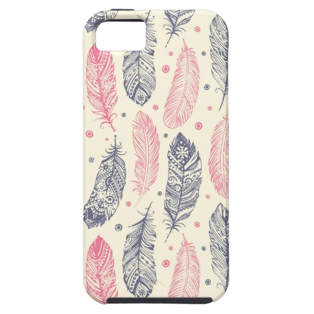 Pink And Purple Ethnic Feather Pattern Case-Mate iPhone Case (Back)