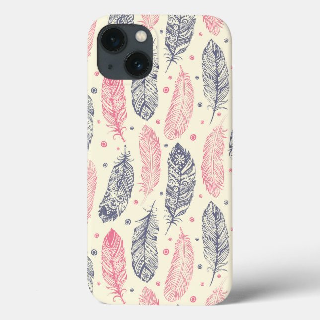 Pink And Purple Ethnic Feather Pattern Case-Mate iPhone Case (Back)