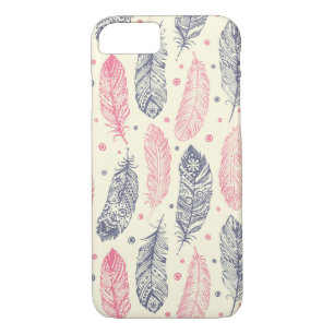 Pink And Purple Ethnic Feather Pattern iPhone 8/7 Case