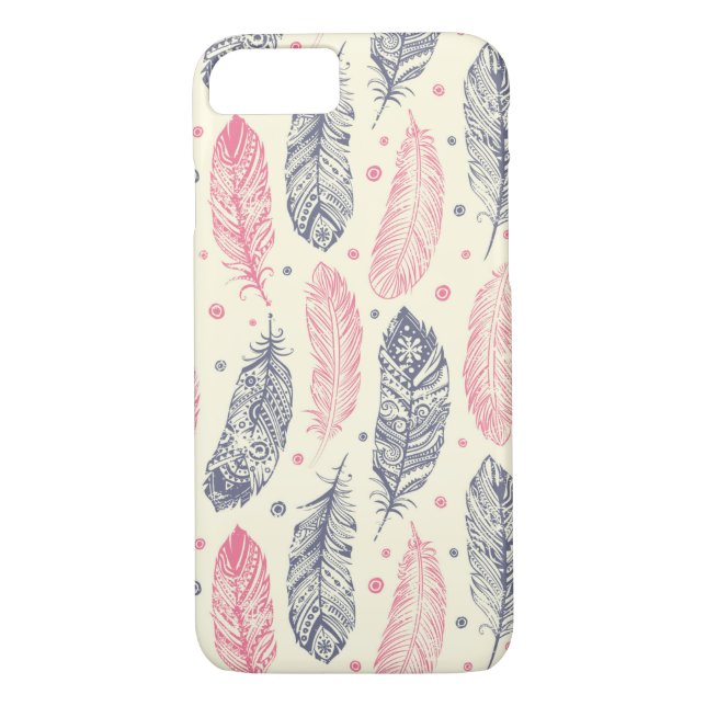 Pink And Purple Ethnic Feather Pattern Case-Mate iPhone Case (Back)
