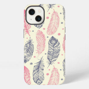 Pink And Purple Ethnic Feather Pattern iPhone 13 Case