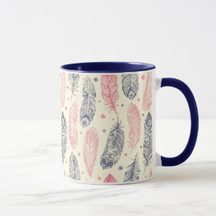 Pink And Purple Ethnic Feather Pattern Mug